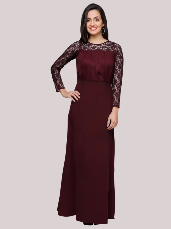 Brown_Crepe_Maxi_Dress_for_women