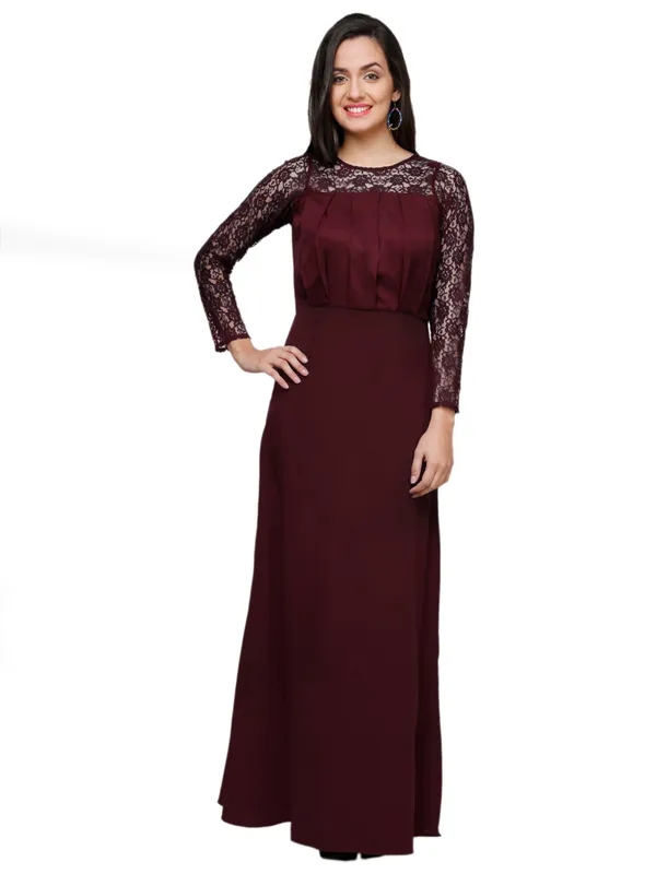 Brown_Crepe_Maxi_Dress_for_women