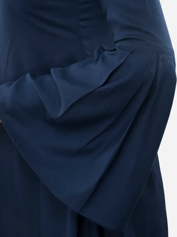 Navy_Blue_Rayon_Stylish_A-Line_Ban_Collar,_Full_Bell_Sleeves_For_Women