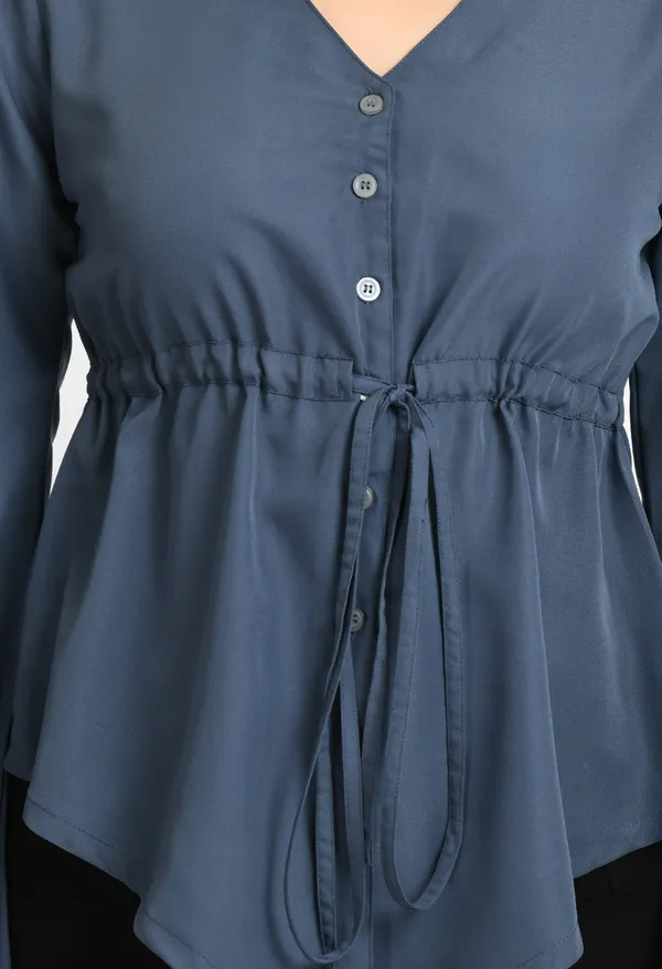 Grey_Waist_Tie-Ups_Crepe_Top_For_Women