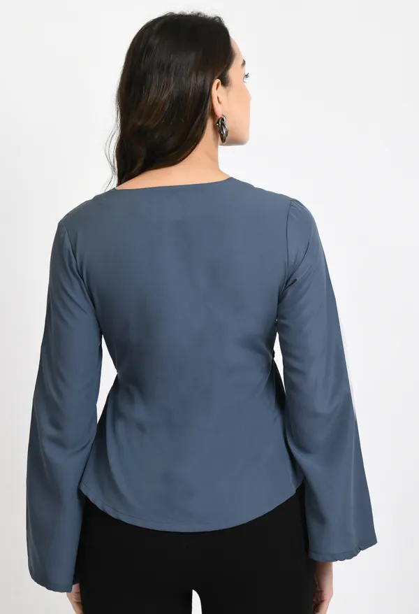 Grey_Waist_Tie-Ups_Crepe_Top_For_Women