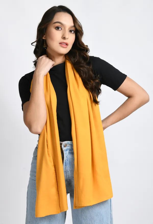 Mustard_Yellow_Rayon_Printed_Scarf_For_Women_&_Girls