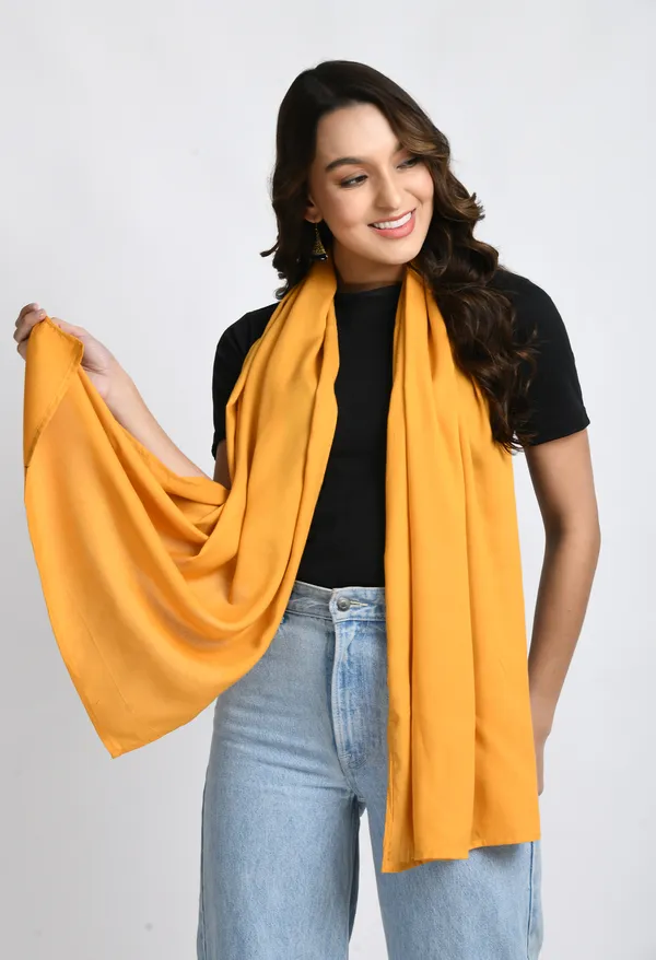 Mustard_Yellow_Rayon_Printed_Scarf_For_Women_&_Girls