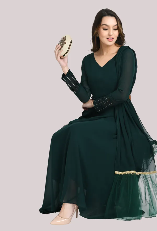 Green_Mukaish_Work_Anarkali_Ethnic_Dress_With_Dupatta_And_Belt