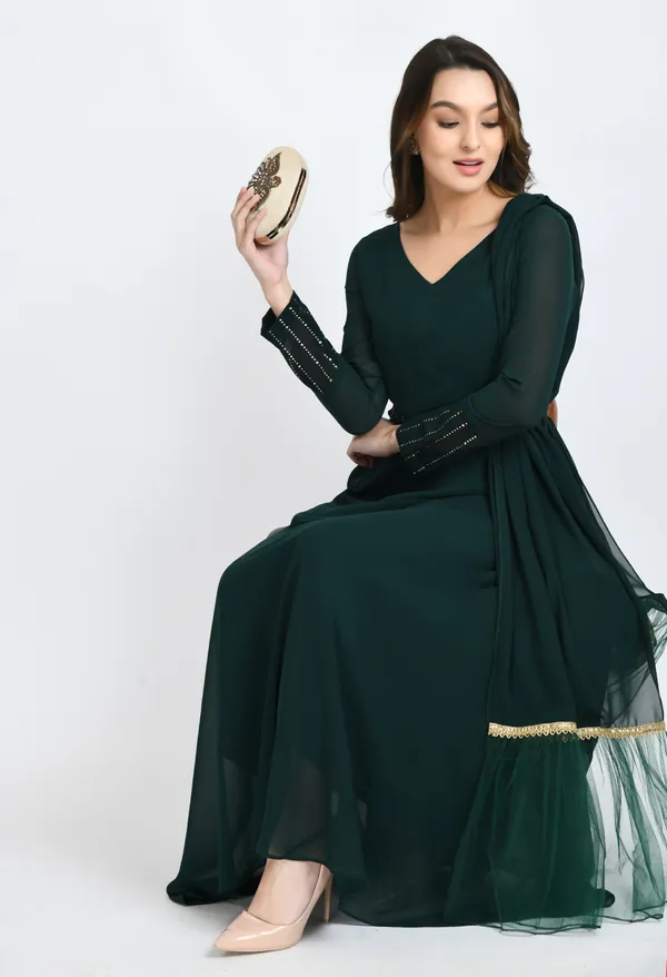 Green_Mukaish_Work_Anarkali_Ethnic_Dress_With_Dupatta_And_Belt