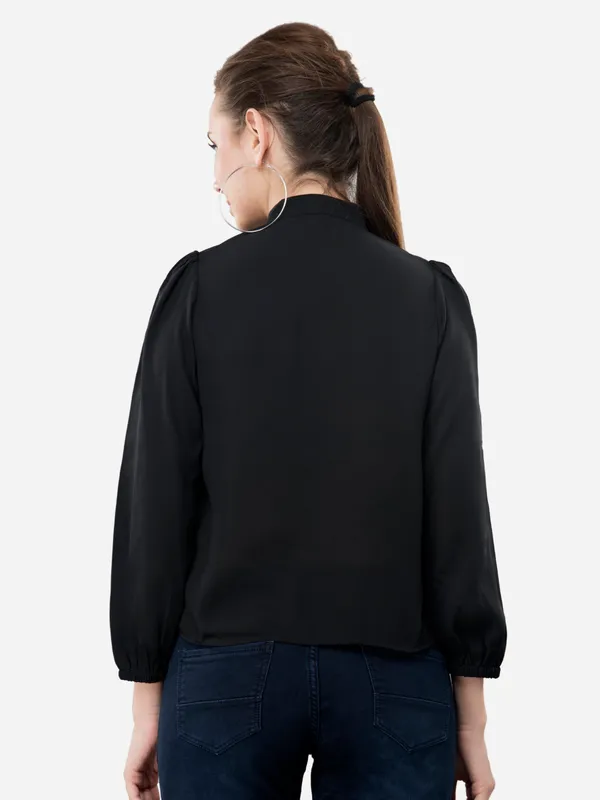 Black_Layered_Classy_Puff_Sleeves_Ban_Collared_Georgette_Blouse_Top