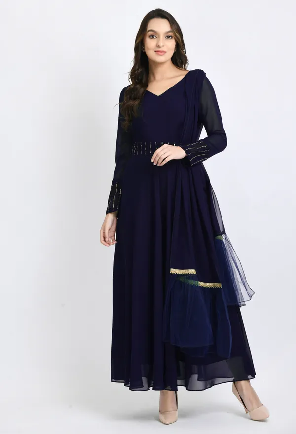 V&M_Navy_Blue_Mukesh_Work_Anarkali_Ethnic_Dress_With_Duptta_And_Belt