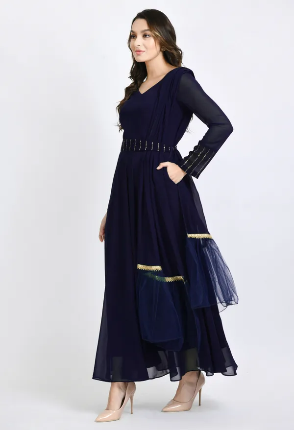 V&M_Navy_Blue_Mukesh_Work_Anarkali_Ethnic_Dress_With_Duptta_And_Belt