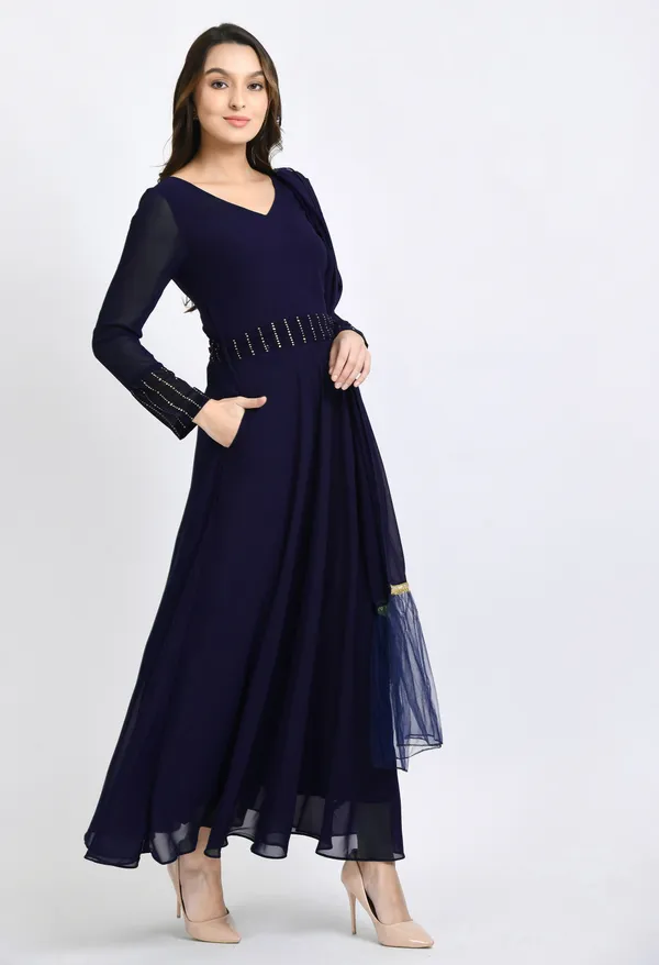 V&M_Navy_Blue_Mukesh_Work_Anarkali_Ethnic_Dress_With_Duptta_And_Belt