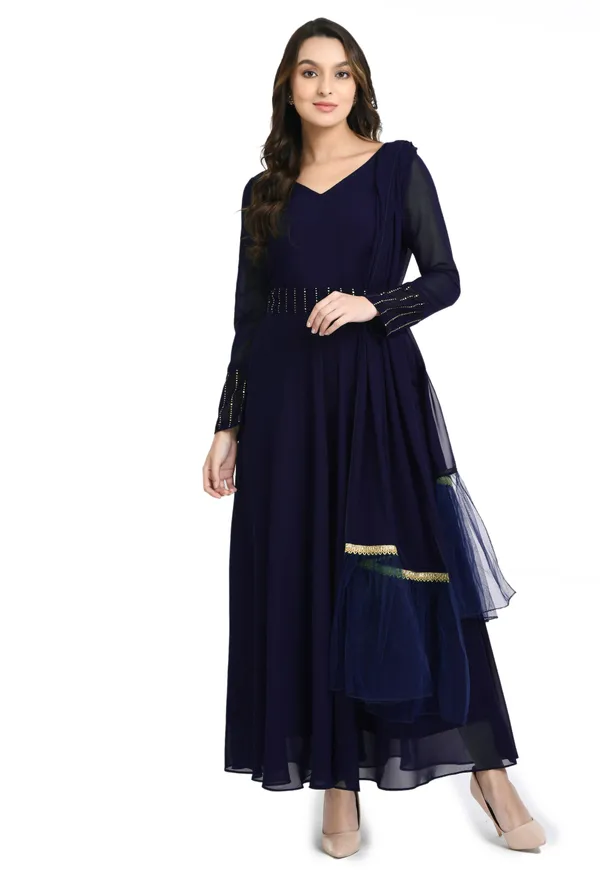 V&M_Navy_Blue_Mukesh_Work_Anarkali_Ethnic_Dress_With_Duptta_And_Belt