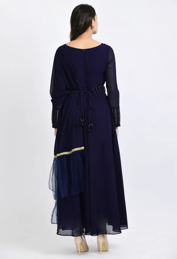 V&M_Navy_Blue_Mukesh_Work_Anarkali_Ethnic_Dress_With_Duptta_And_Belt