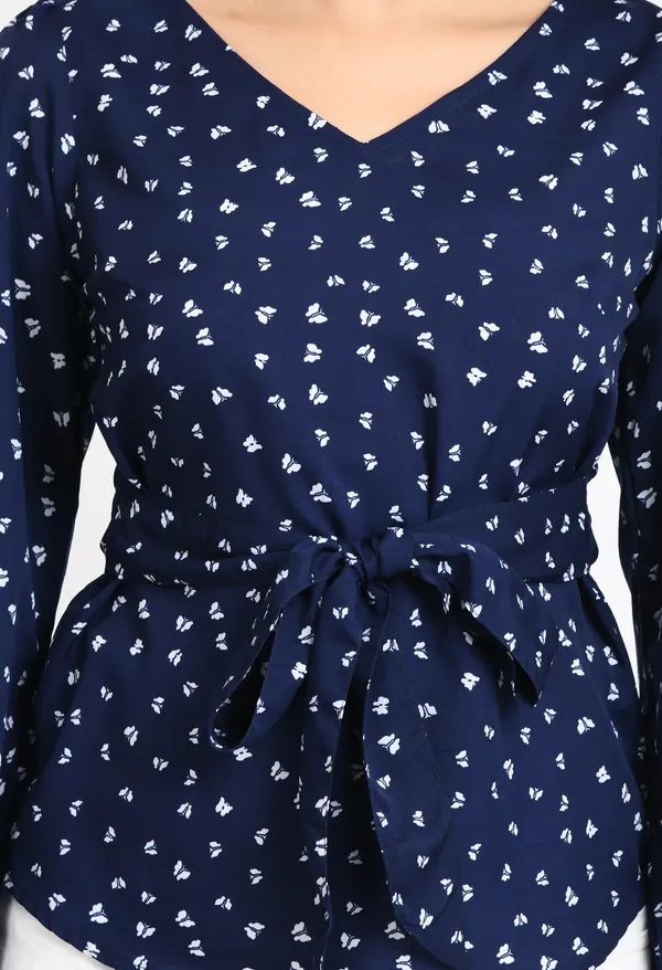Navy_Blue_Print_Waist_Tie-Ups_Crepe_Top