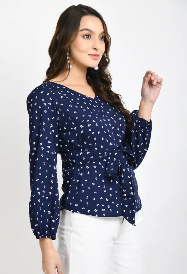 Navy_Blue_Print_Waist_Tie-Ups_Crepe_Top