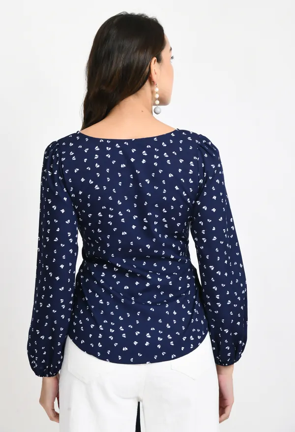 Navy_Blue_Print_Waist_Tie-Ups_Crepe_Top