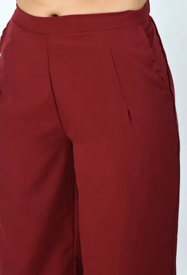 Maroon_High_Slit_Kurta_With_Palazzos_For_Women
