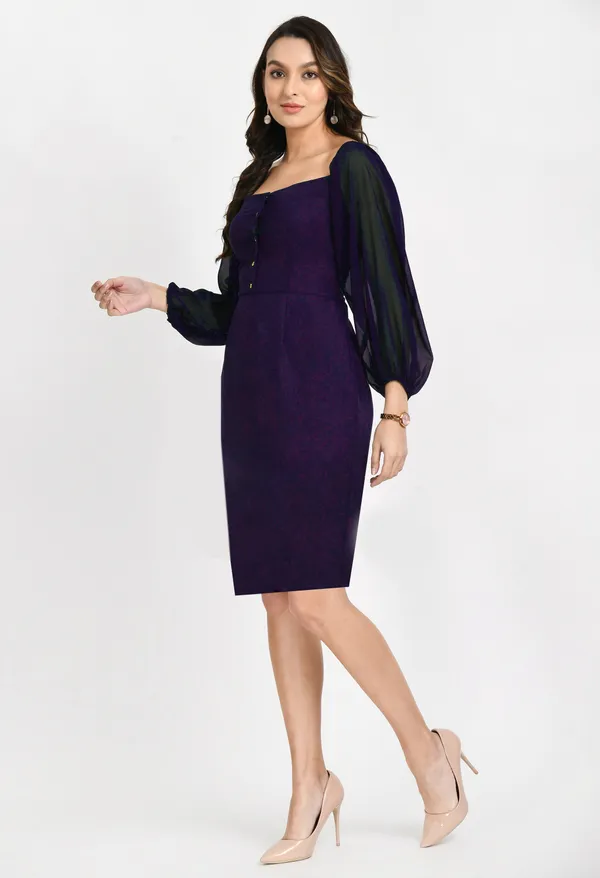 V&M_Purple_Front_button_full_Sleeve_Shift_Dress_For_Women