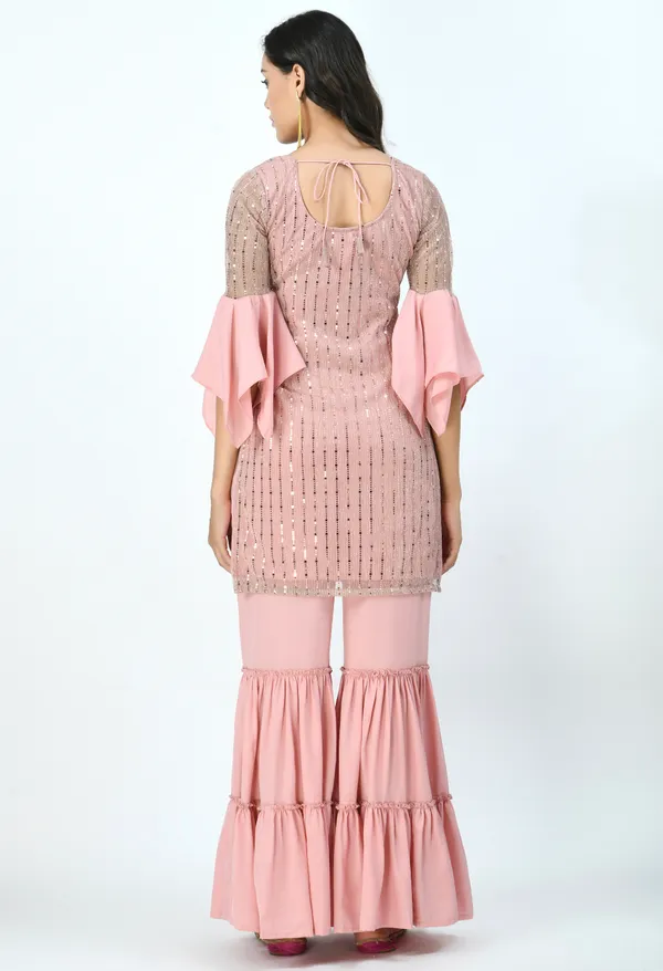Pink_Embroidered_Sequinned_Kurti_With_Sharara