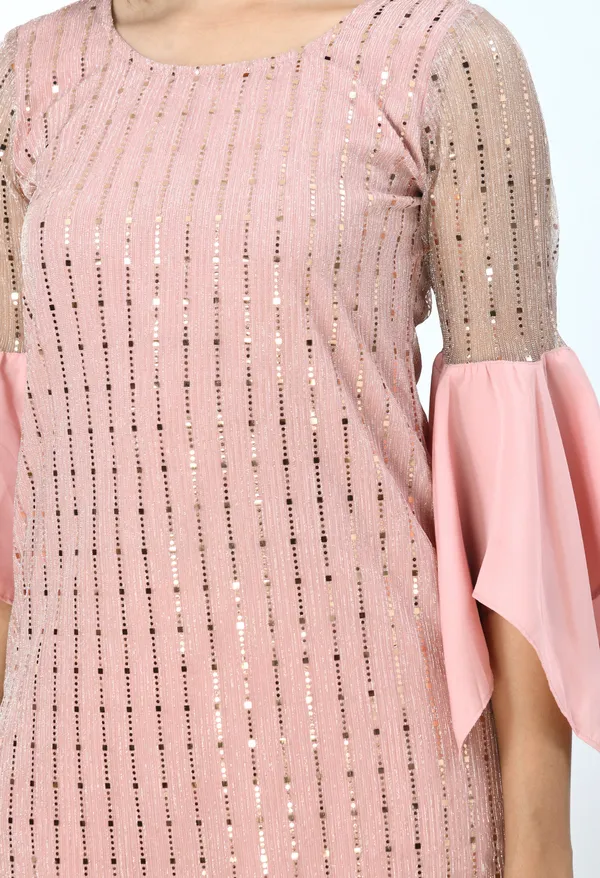 Pink_Embroidered_Sequinned_Kurti_With_Sharara