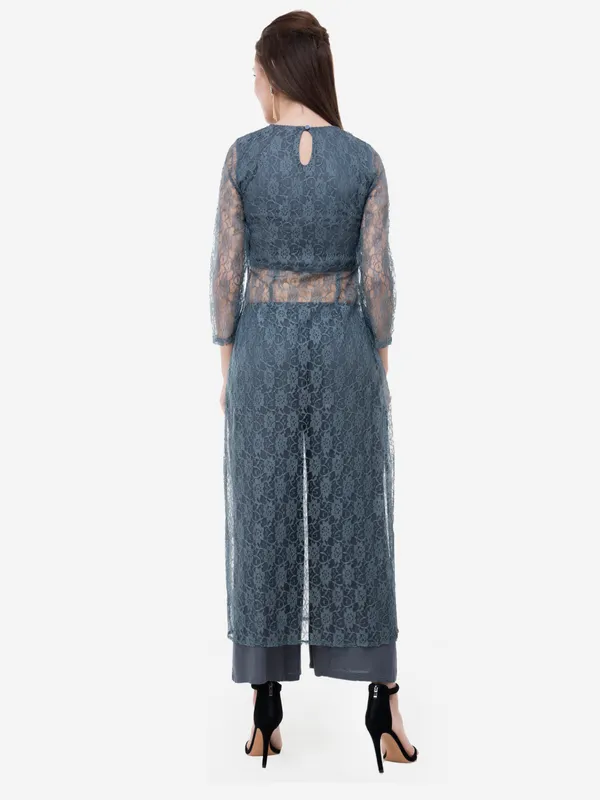 Grey_Designer_Lace_Kurta_Having_Front_Slit_Full_Sleeves_Comes_With_Palazzo_Fusion_Wear_Set_For_Women