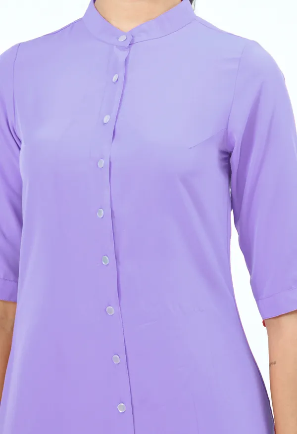 V&M_lavender_Front_Open_Shirt_Dress_For_Women