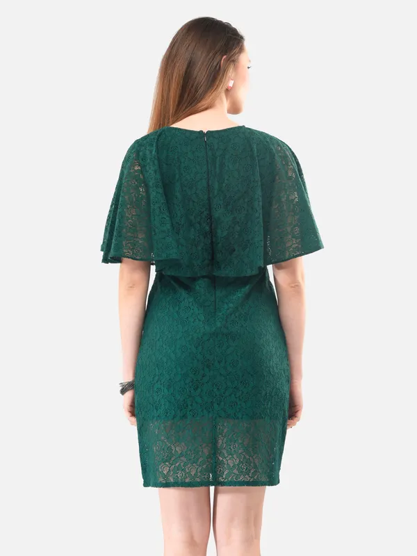 Green_Cotton_Lace_Cape_Sleeves_Shift_Dress_For_Women