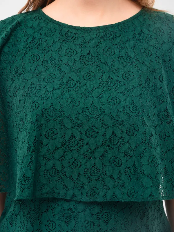 Green_Cotton_Lace_Cape_Sleeves_Shift_Dress_For_Women