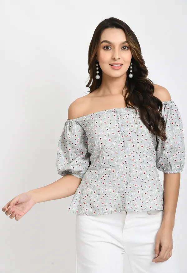 Grey_Floral_Print_Off-Shoulder_Crepe_Bardot_Top