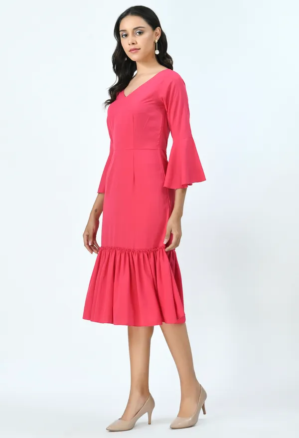 Pink_Crepe_Drop-Waist_Midi_Dress