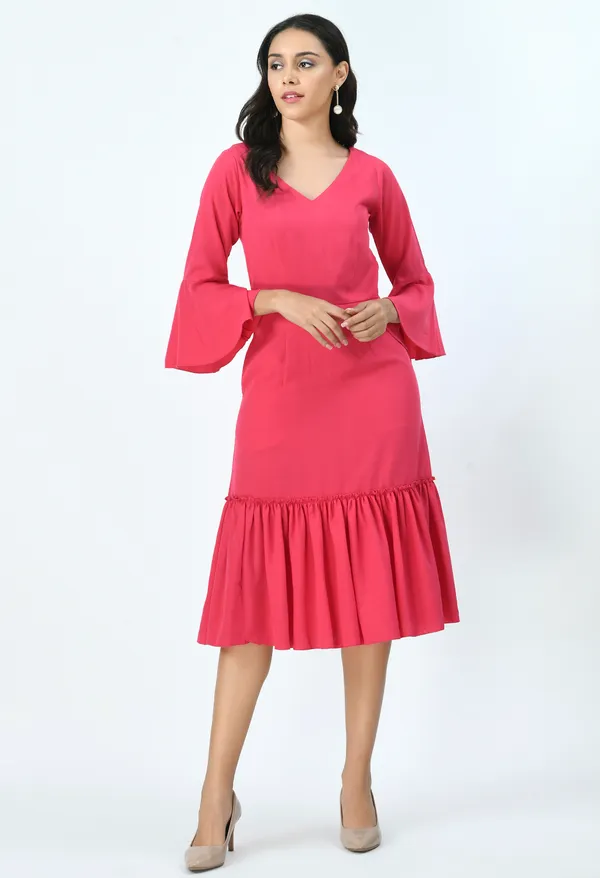 Pink_Crepe_Drop-Waist_Midi_Dress