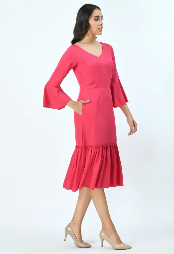 Pink_Crepe_Drop-Waist_Midi_Dress