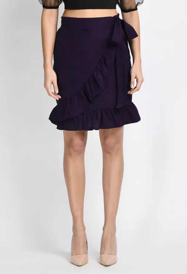 V&M_Women's_Purple_Wrap_Solid_Skirt