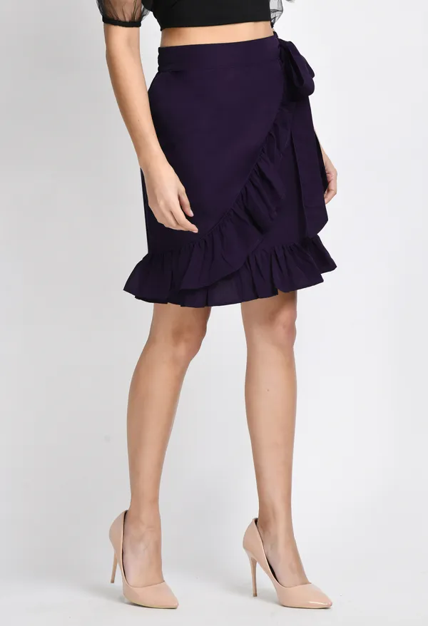 V&M_Women's_Purple_Wrap_Solid_Skirt
