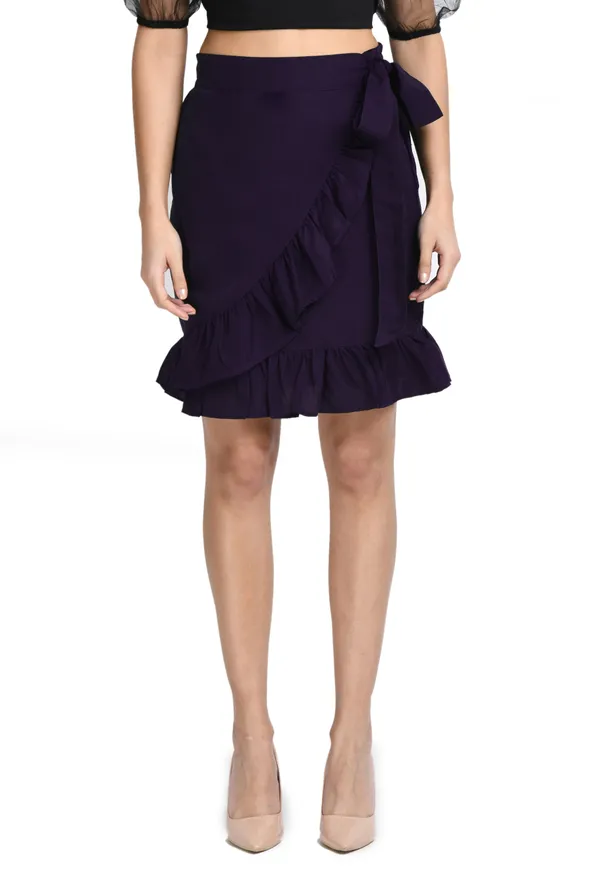 V&M_Women's_Purple_Wrap_Solid_Skirt