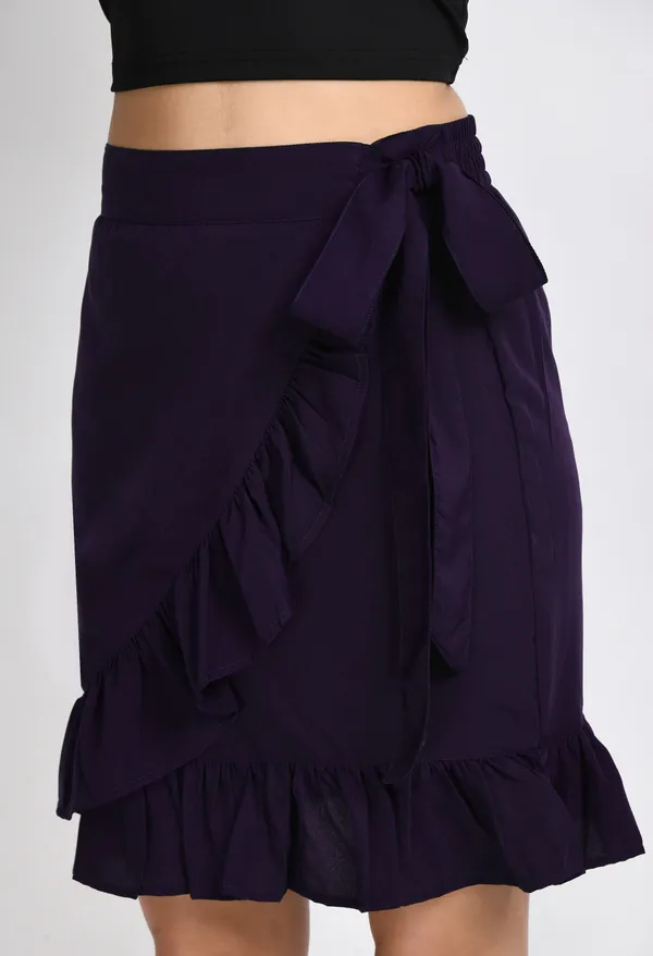 V&M_Women's_Purple_Wrap_Solid_Skirt
