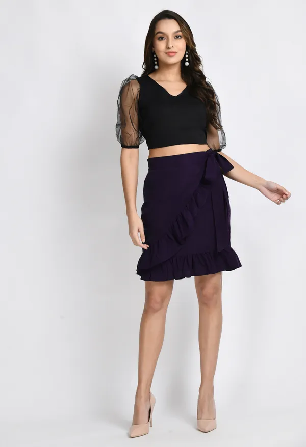 V&M_Women's_Purple_Wrap_Solid_Skirt