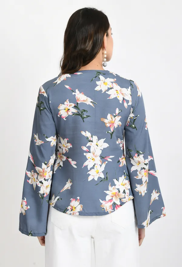Grey_Floral_Print_Crepe_Cinched_Waist_Longline_Top