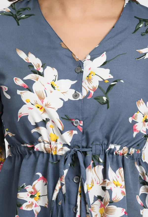 Grey_Floral_Print_Crepe_Cinched_Waist_Longline_Top