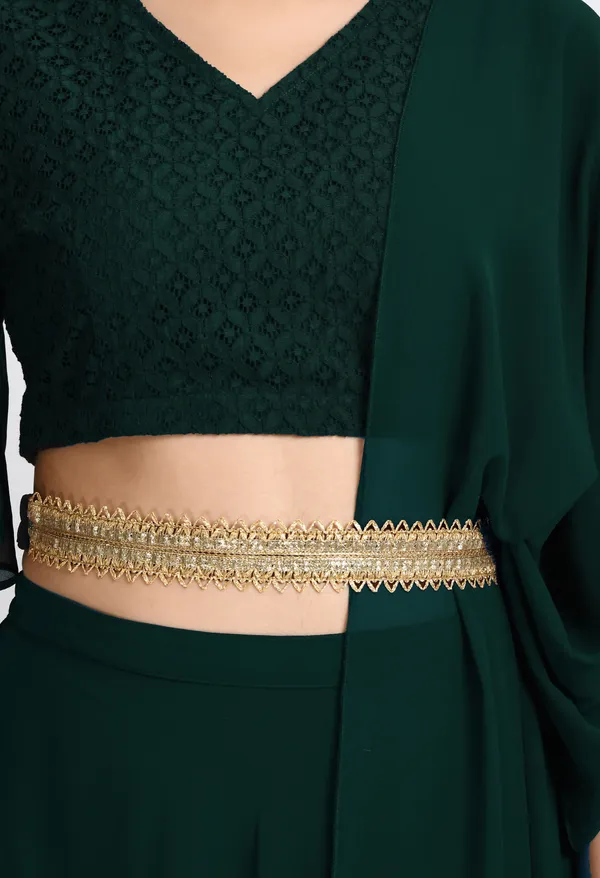 V&M_Green_Blouse_and_Skirt_Set_Comes_with_Embelished_Belt_and_Duptta