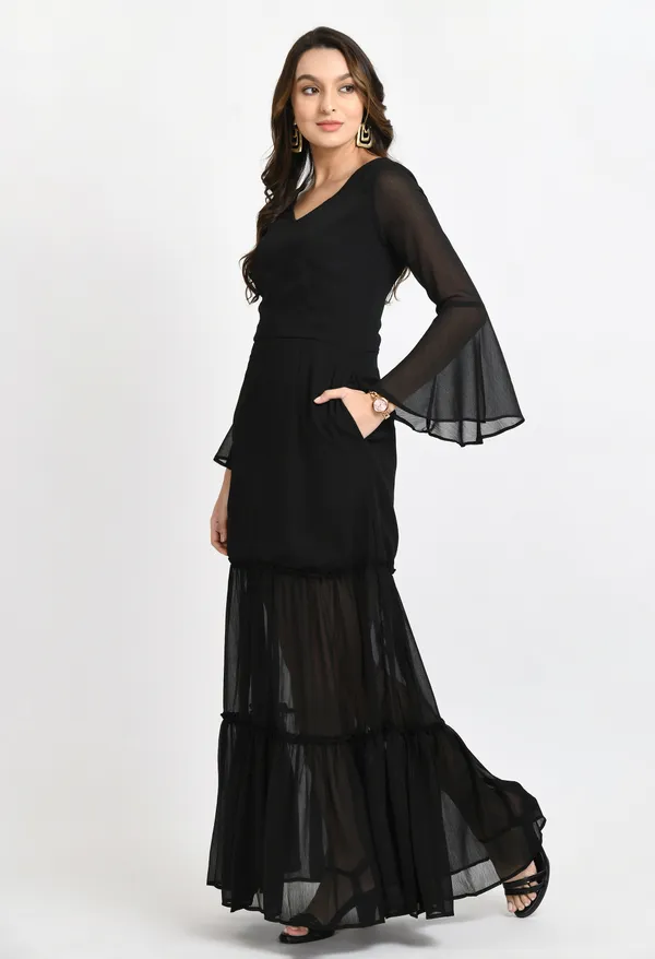 Black_Chiffon_A-Line_Tiered_Maxi_Dress