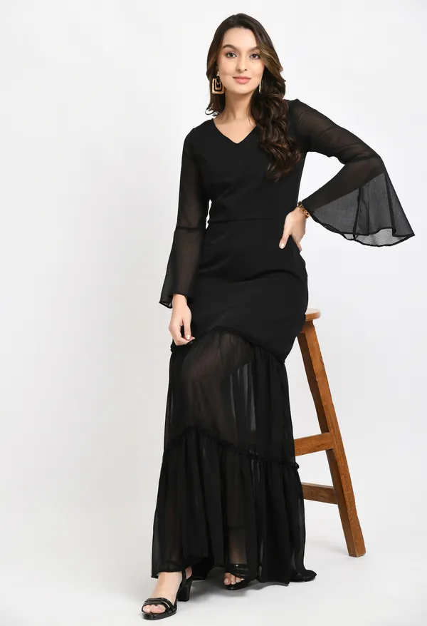 Black_Chiffon_A-Line_Tiered_Maxi_Dress