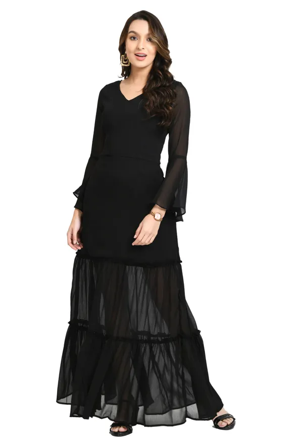Black_Chiffon_A-Line_Tiered_Maxi_Dress
