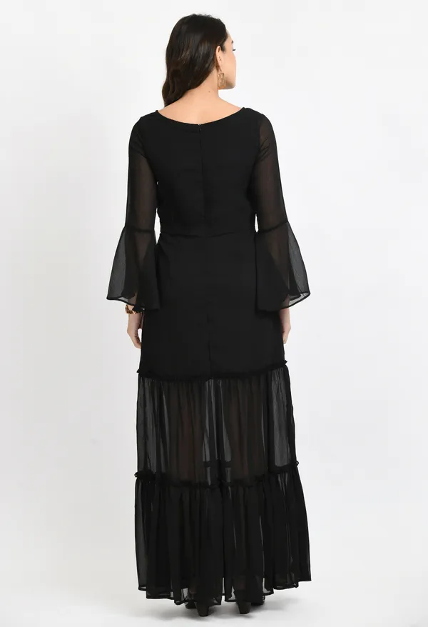 Black_Chiffon_A-Line_Tiered_Maxi_Dress