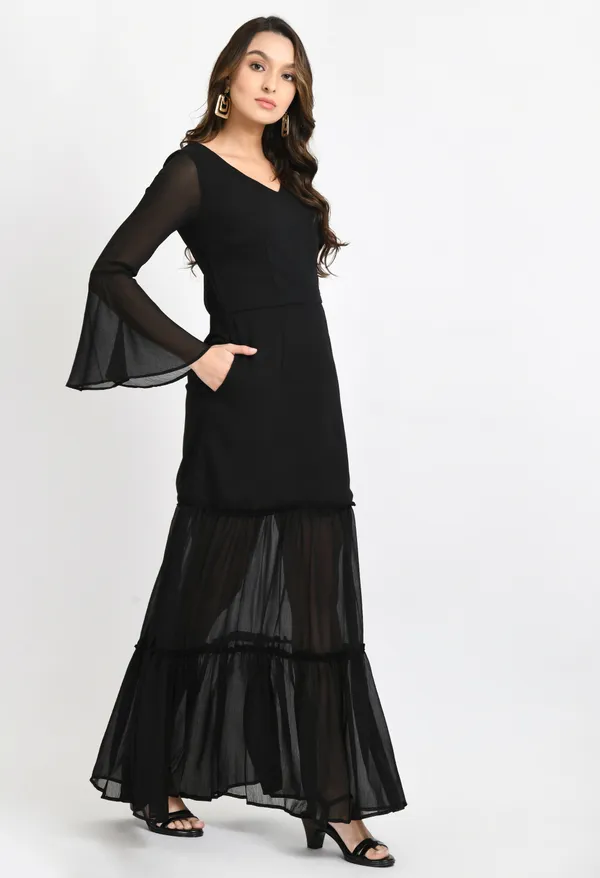 Black_Chiffon_A-Line_Tiered_Maxi_Dress