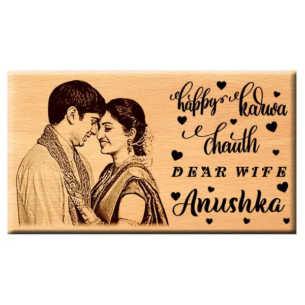 Multicolor_Personalized_Engraved_Wooden_Photo_Frame_Karwa_Chauth_Special_Gift_For_Husband/_Wife_(7_X_4_In)