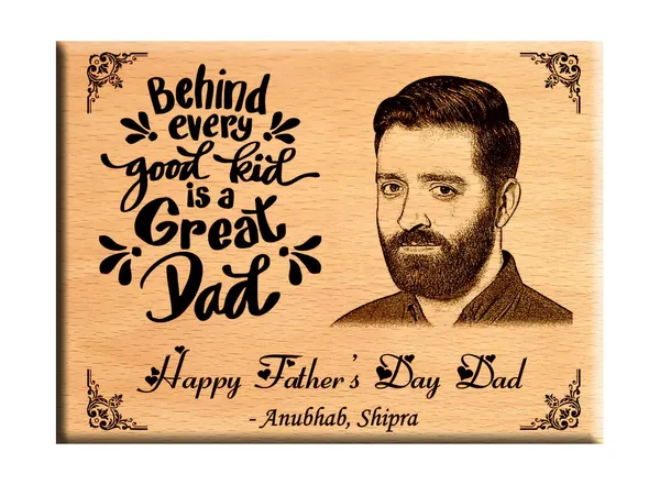 Yellow_Customized_Wooden_Engraved_Photo_Frame/_Plaque_Fathers_Day_Gifts