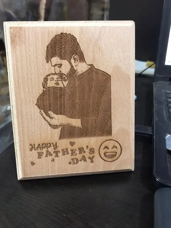 Yellow_Customized_Wooden_Engraved_Photo_Frame/_Plaque_Gifts_For_Father_(7_X_5_In)