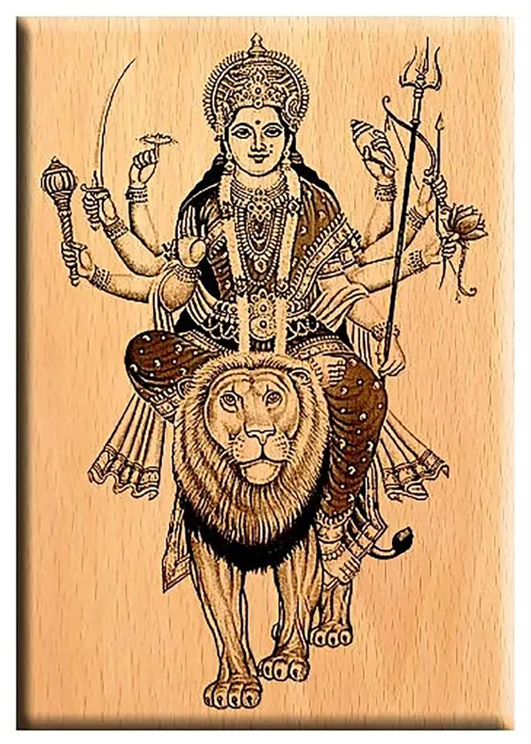 Brown_Devi_Durga_Maa_Hindu_Godess_Wooden_Engraved_Photo_Frame/_Idol_For_Home_And_Office_Temple/_Desk_(7_X_5_In)