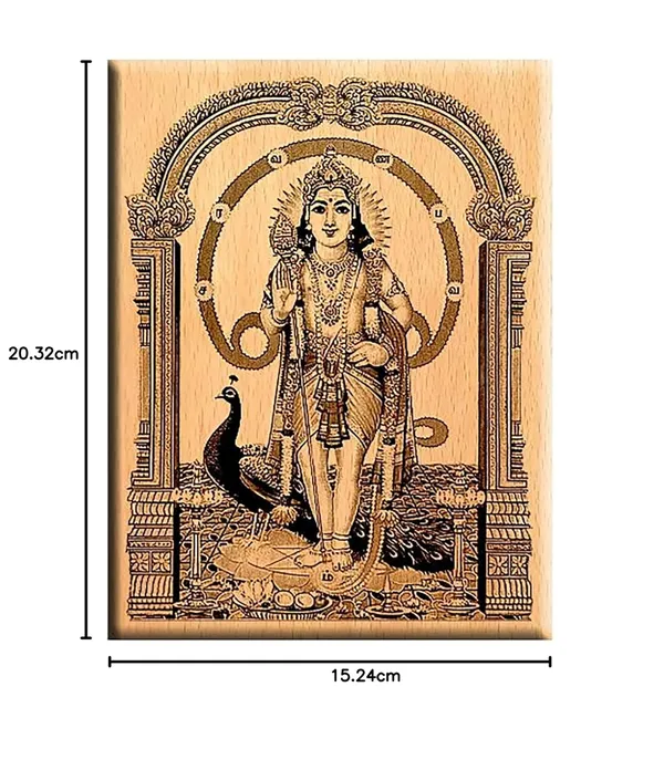 Brown_Lord_Murugan/_Kartikeya_Wooden_Engraved_Photo_Frame/_Idol_For_Home_And_Office_Temple/_Desk_(8_X_6_In)