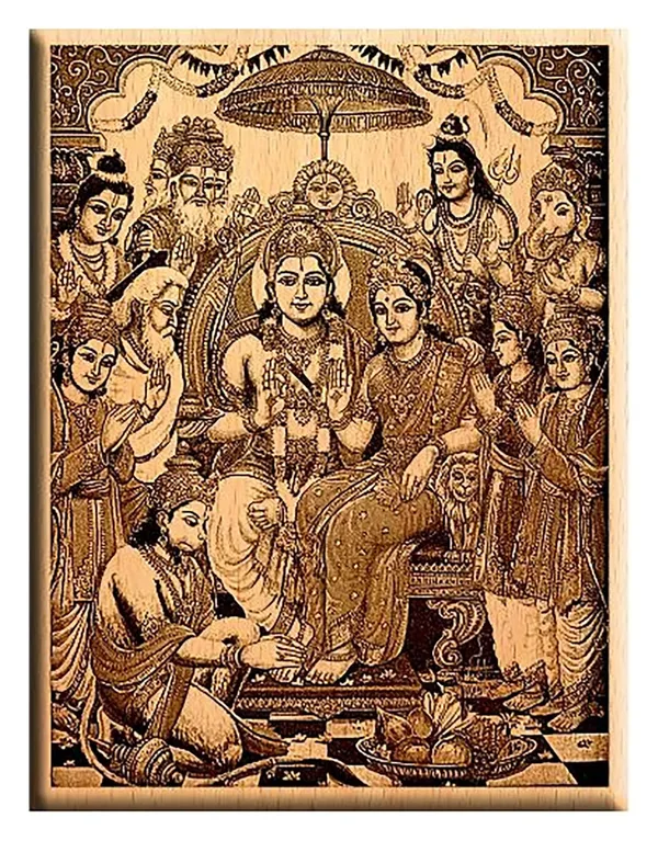 Brown_Lord_Ram_Darbar_With_Lord_Ram,_Sita,_Laxman,_Hanumaan_Wooden_Engraved_Photo_Frame/_Idol_For_Home_And_Office_Temple/_Desk_(9_X_7_In)