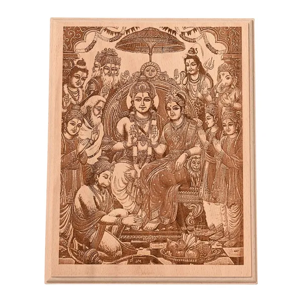 Brown_Lord_Ram_Darbar_With_Lord_Ram,_Sita,_Laxman,_Hanumaan_Wooden_Engraved_Photo_Frame/_Idol_For_Home_And_Office_Temple/_Desk_(9_X_7_In)